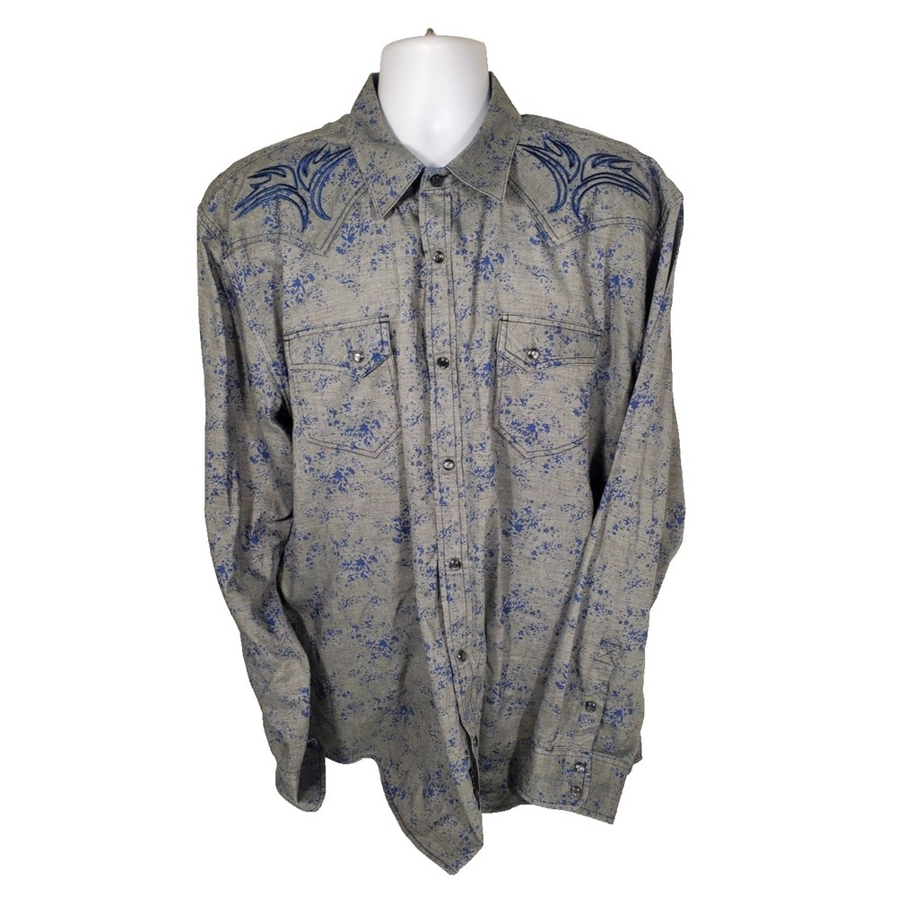 Moonshine Spirit By Brad Paisley Men's Large Gray Western Snap Button-Up Shirt
